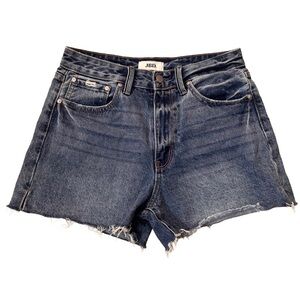 JBD Women’s High Rise Fray Hem Medium Wash 100% Cotton Shorts Size M
